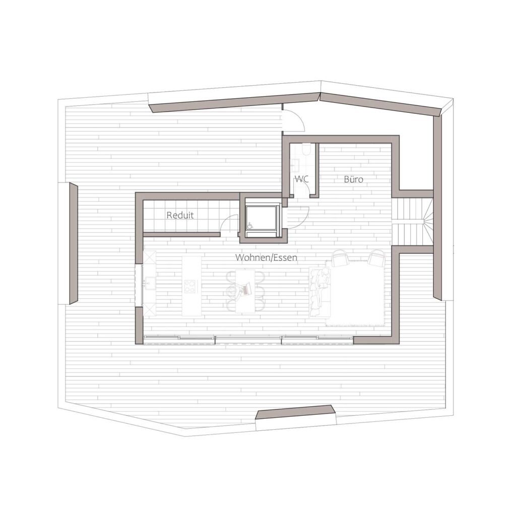 Wohnungsgrundriss von einer Wohnung eines Mehrfamilienhauses in Sarnen, Obwalden