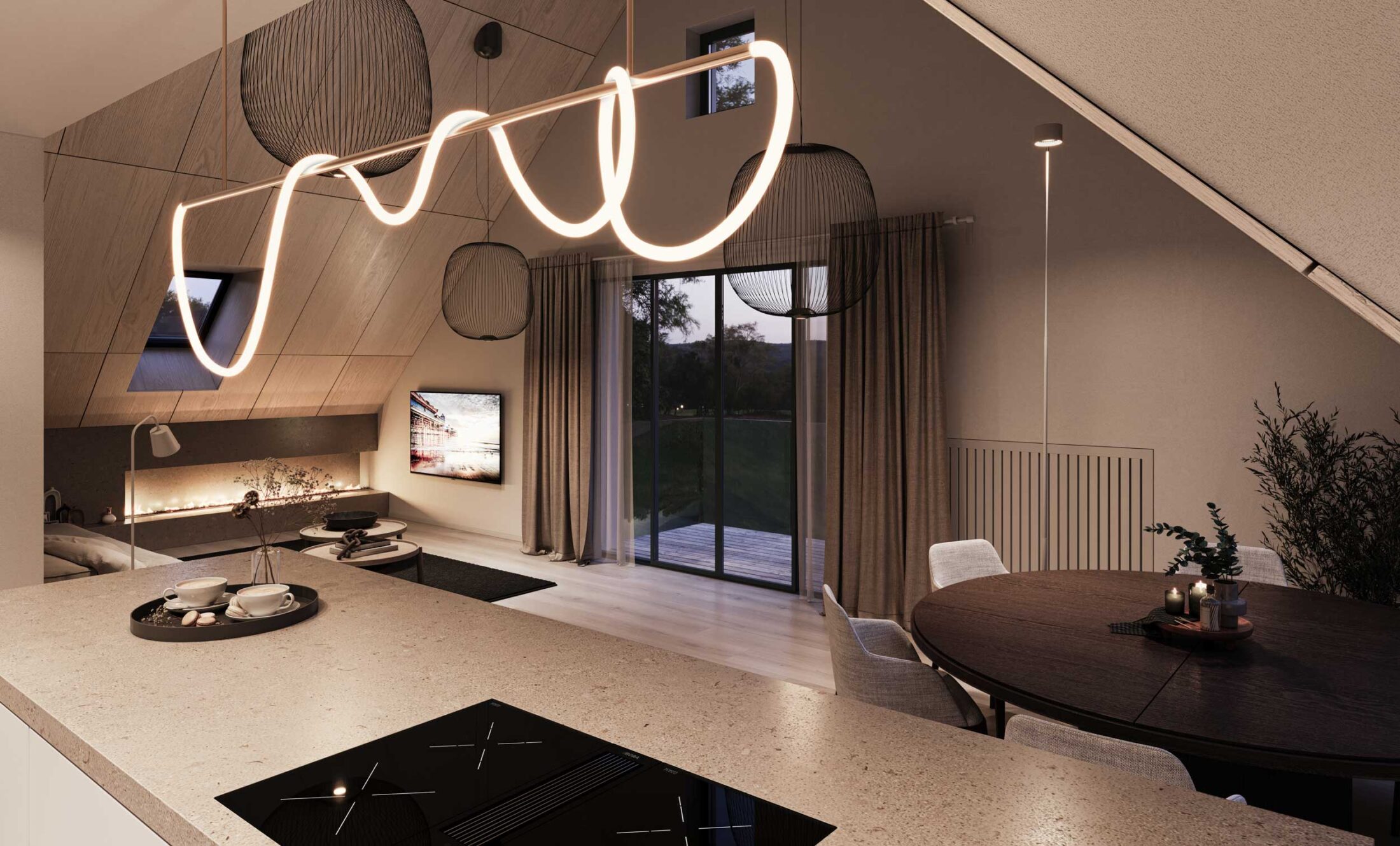 Dachgeschoss eines umgebauten Mehrfamilienhauses in Luzern