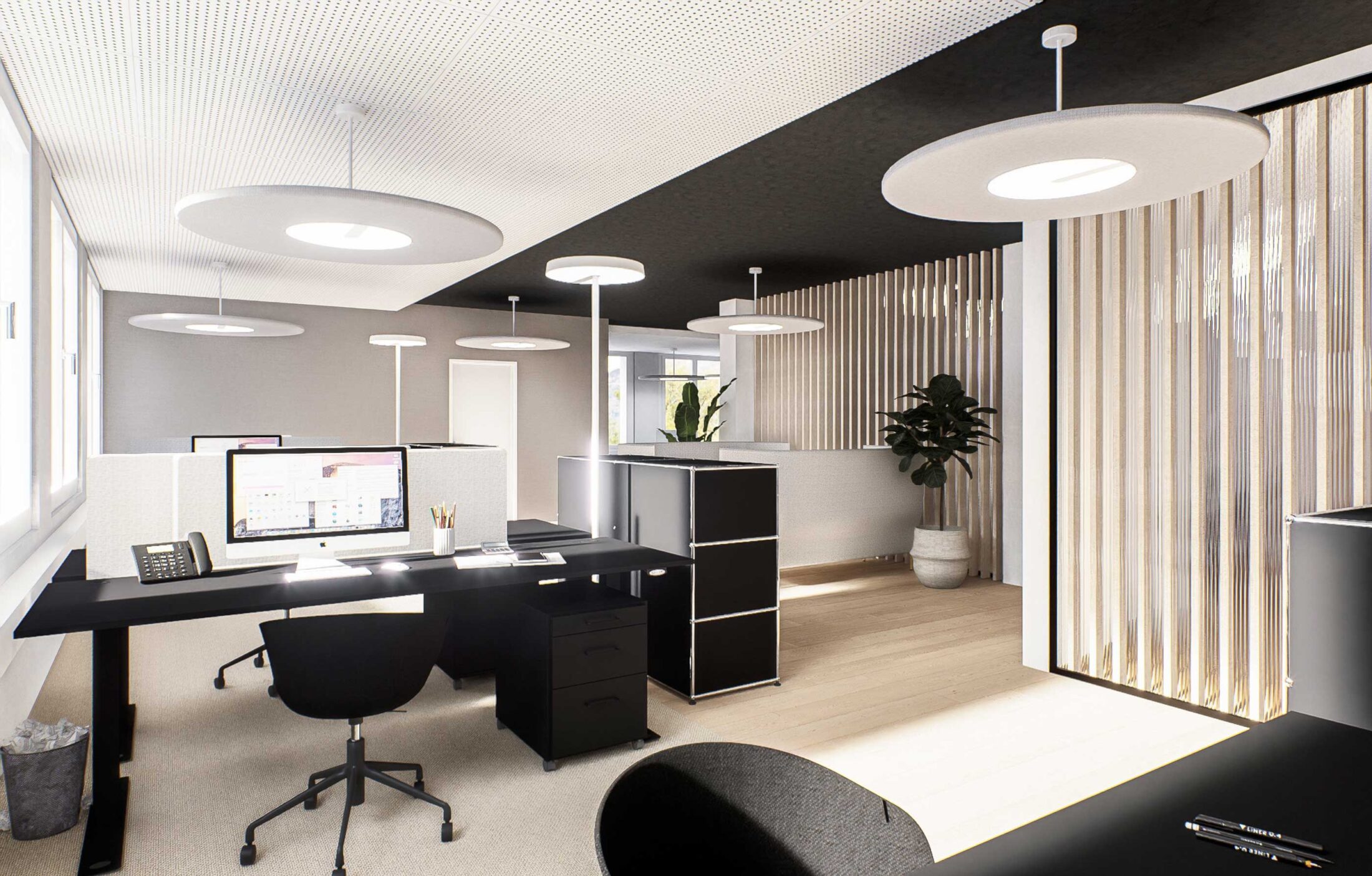 Visualisierung von umgebauten Büroräumlichkeiten in Stans, Nidwalden