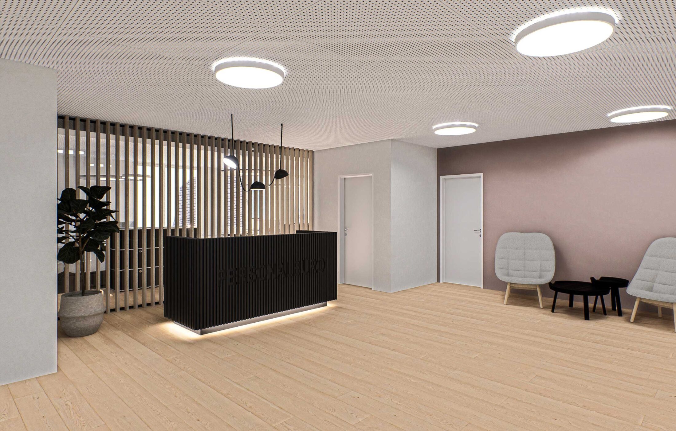 Visualisierung von umgebauten Büroräumlichkeiten in Stans, Nidwalden