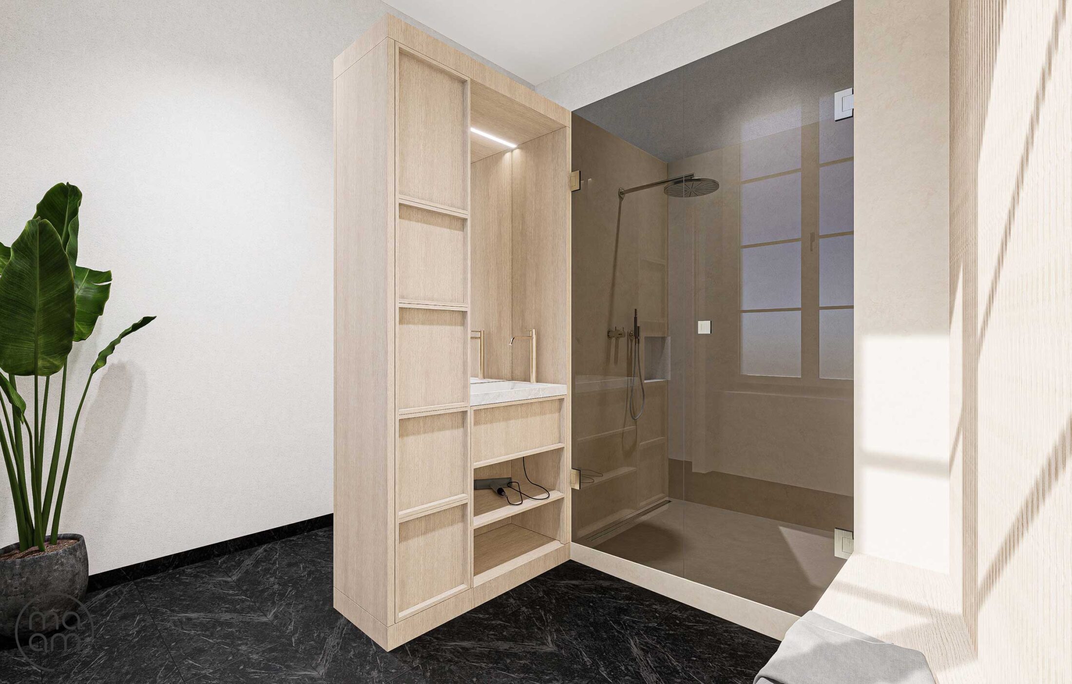 Pausenraum mit Duschbereich