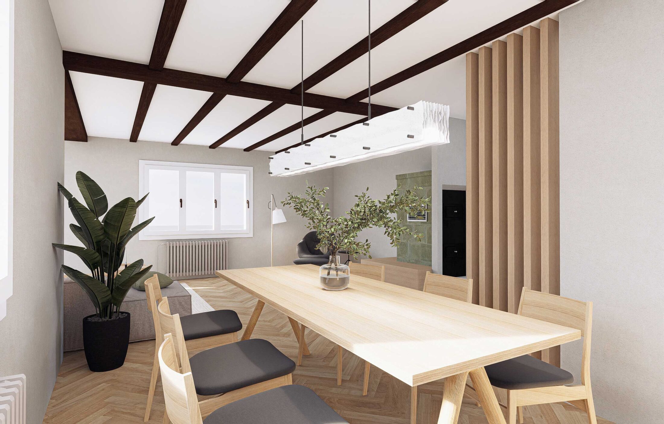 Offener Wohnbereich eines umgebauten Althauses