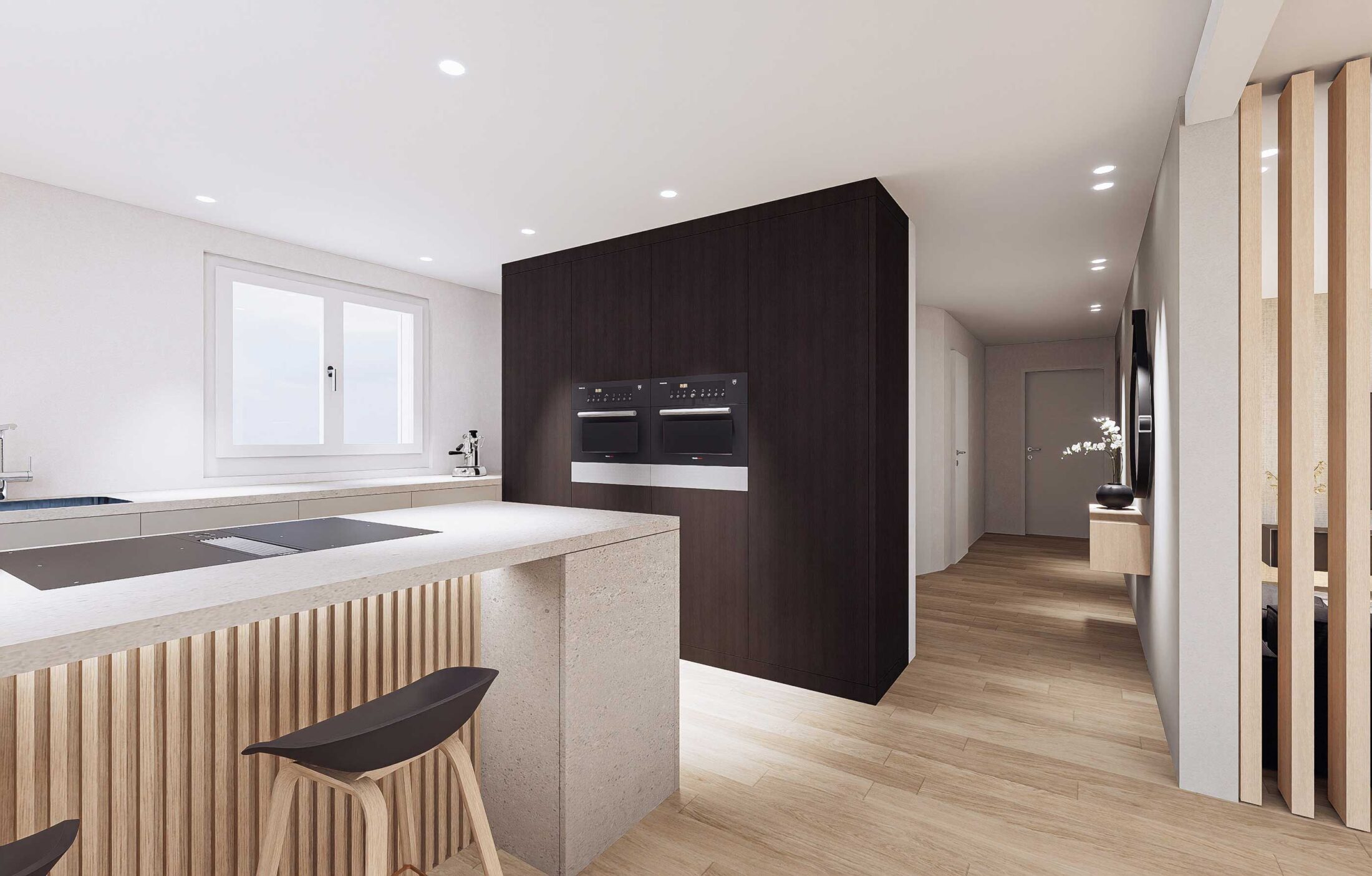 Umgebaute Dachwohnung mit offener Küche